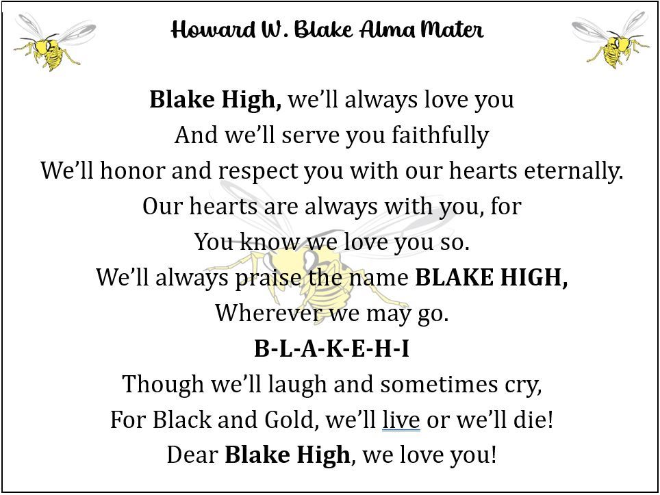 Blake High Alma Mater